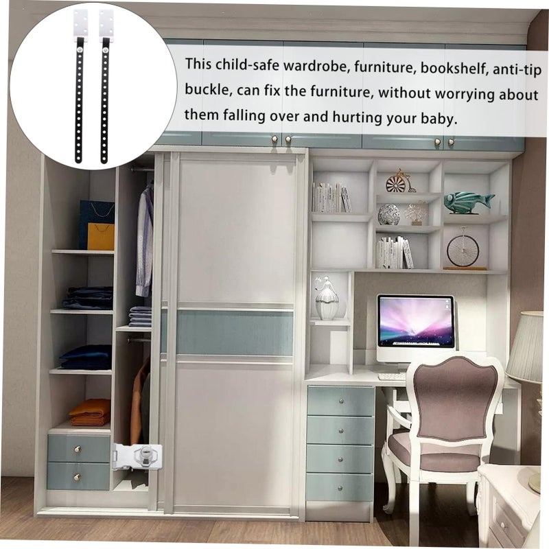 2Pcs Adjustable Heavy Duty Furniture Safety Straps Wall Anchors For Earthquake Protection - Image 5