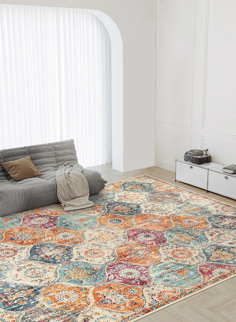 HomarKet Boho Machine Washable Rugs - 160 x 230 cm Area Rugs for Living Room Non-Slip Oriental Throw Bedroom Rug Ultra-Thin Large Office Dining Room Rug Accent Floor Carpet for Kitchen Laundry Room Entrance - Image 2