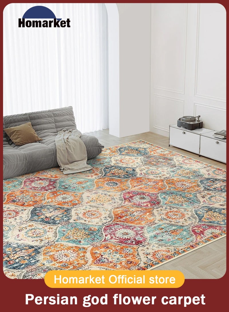 HomarKet Boho Machine Washable Rugs - 160 x 230 cm Area Rugs for Living Room Non-Slip Oriental Throw Bedroom Rug Ultra-Thin Large Office Dining Room Rug Accent Floor Carpet for Kitchen Laundry Room Entrance - Image 1