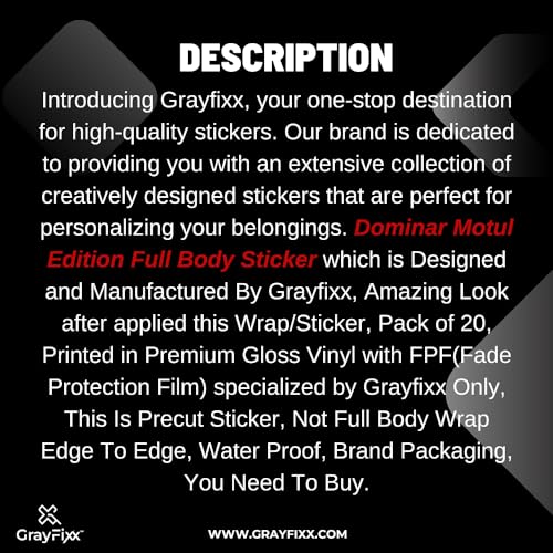 Grayfixx Full Body Sticker for Dominar 400 | Made in Premium Gloss Vinyl with FPF(Fade Protection Film), Water Proof, Precut Sticker, Pack of 1 for Both Side-Self-Adhesive - Image 4