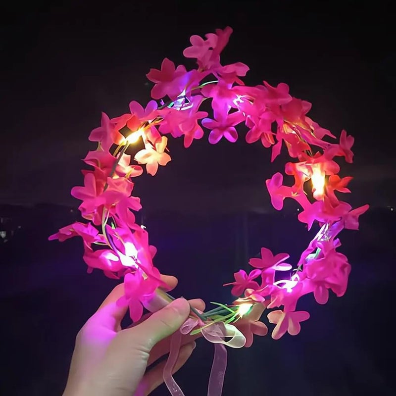Partysanthe L E D Flower Crowns For Women Floral Light Up Tiara L E D Floral Wreath Crowns for Girls Women - 1pc - Image 5