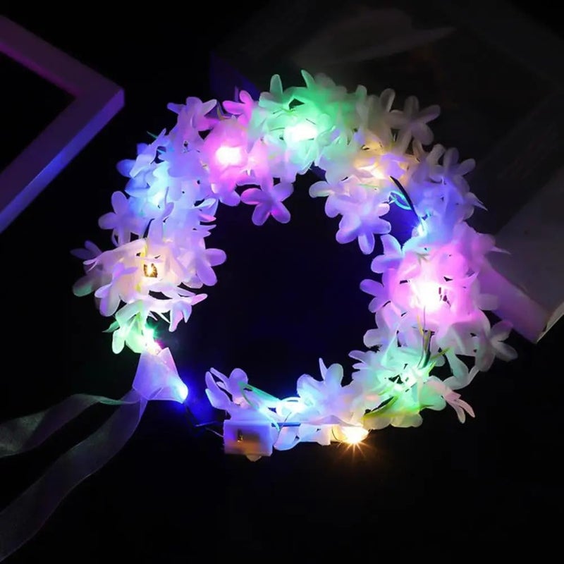 Partysanthe L E D Flower Crowns For Women Floral Light Up Tiara L E D Floral Wreath Crowns for Girls Women - 1pc - Image 4