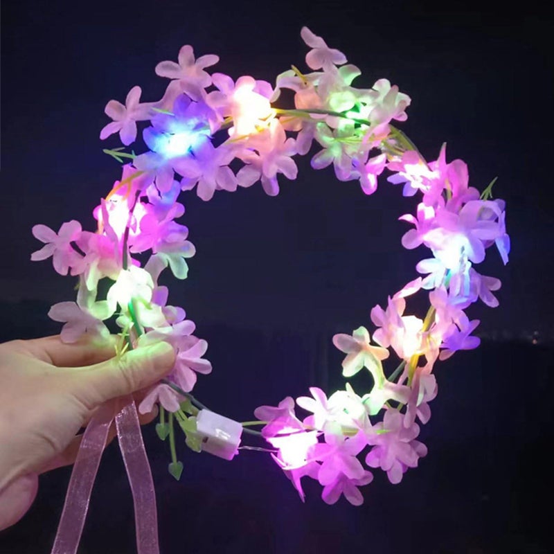 Partysanthe L E D Flower Crowns For Women Floral Light Up Tiara L E D Floral Wreath Crowns for Girls Women - 1pc - Image 1