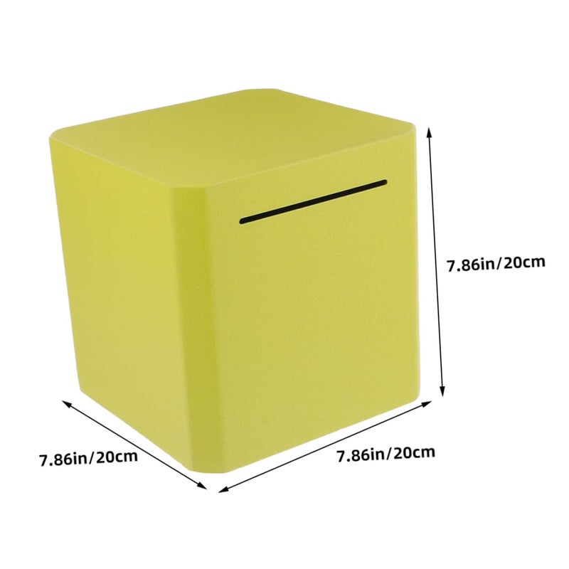 Yellow Stainless Steel Piggy Bank Unbreakable Coin Container Square Money Saving Box For Home Office - Image 3