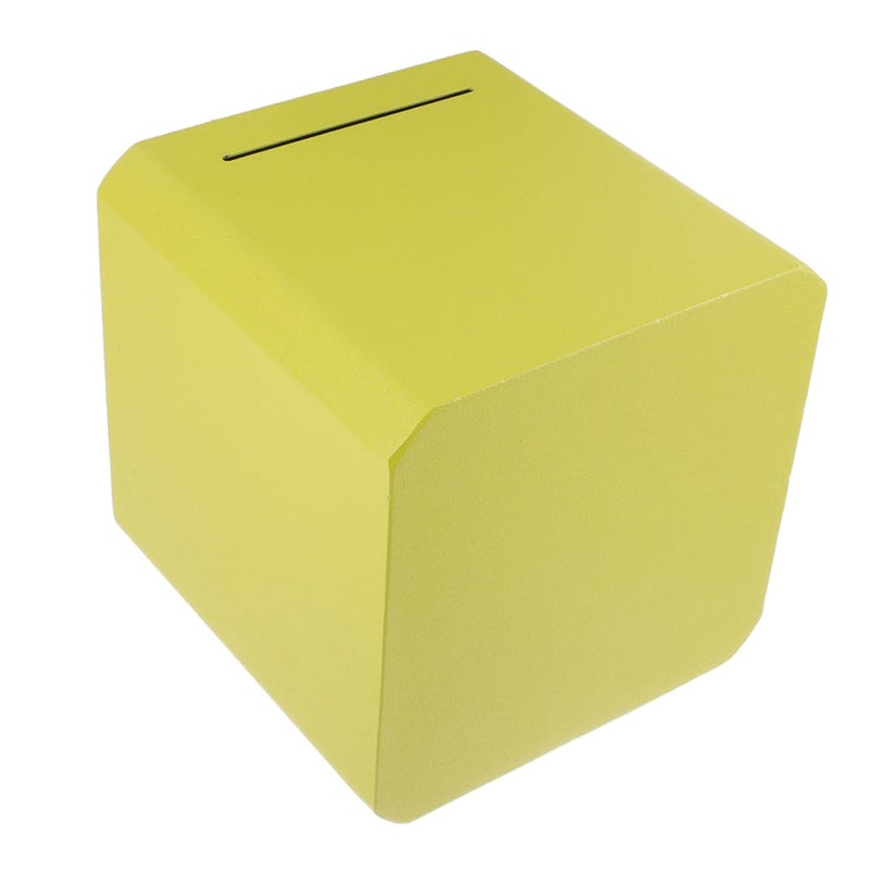 Yellow Stainless Steel Piggy Bank Unbreakable Coin Container Square Money Saving Box For Home Office - Image 2