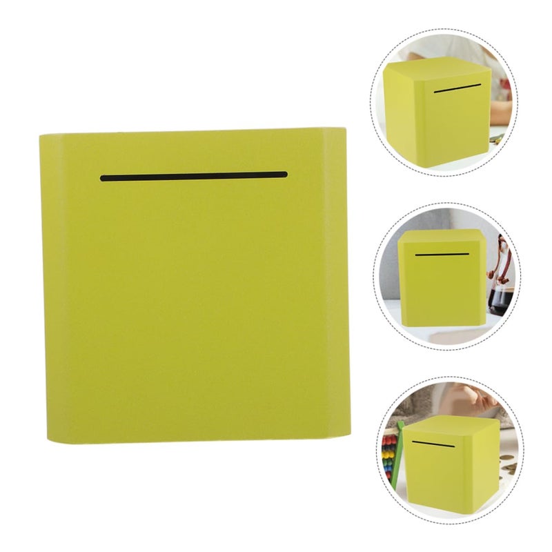 Yellow Stainless Steel Piggy Bank Unbreakable Coin Container Square Money Saving Box For Home Office - Image 4
