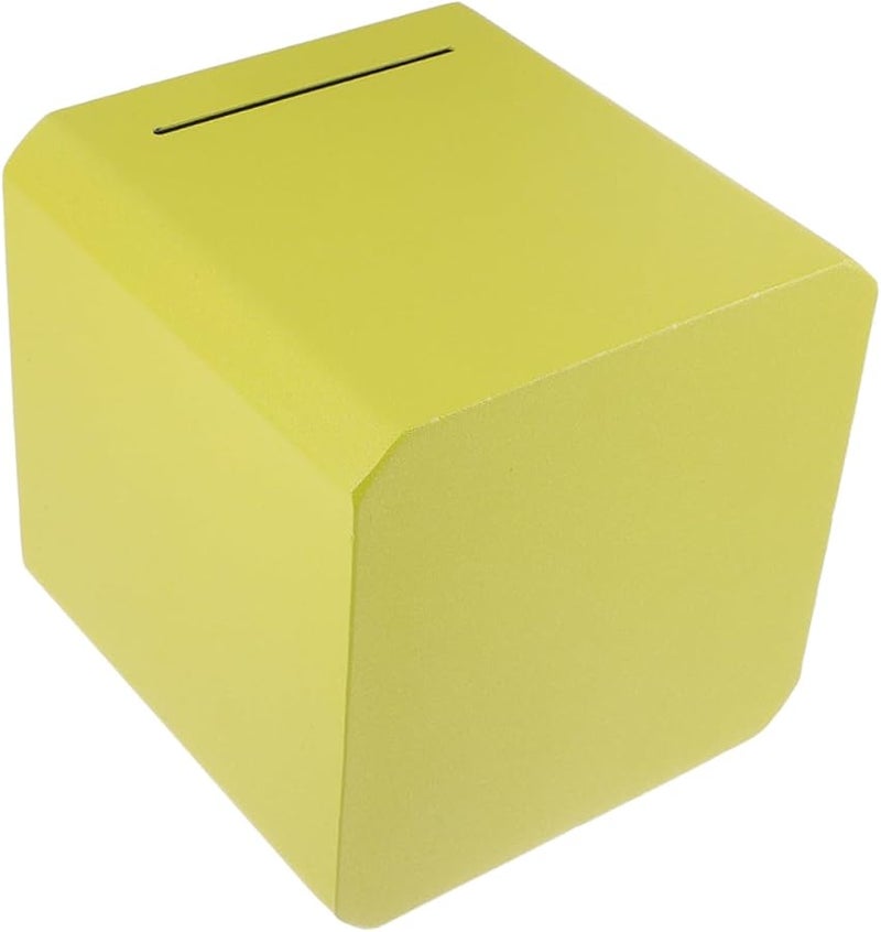 Yellow Stainless Steel Piggy Bank Unbreakable Coin Container Square Money Saving Box For Home Office - Image 1