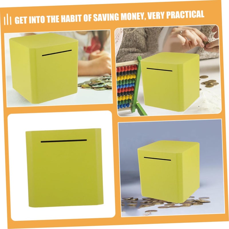 Yellow Stainless Steel Piggy Bank Unbreakable Coin Container Square Money Saving Box For Home Office - Image 5