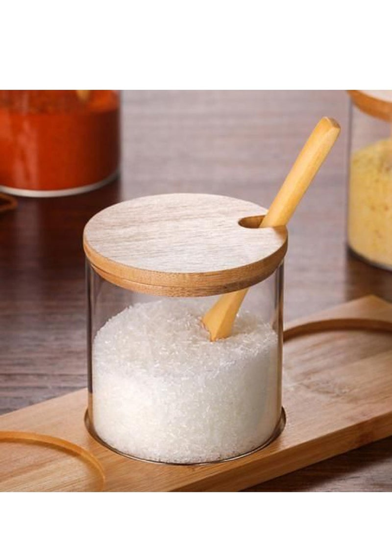 3 Pcs Glass Spice Set With Lids, Spoons And Base, Elegant Premium Spice Set For Kitchen  - Image 2