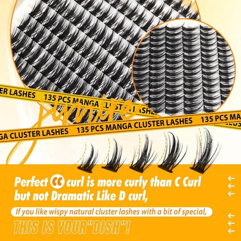 JIMIRE Manga Lash Clusters Natural Look Anime Japanese Eyelash Clusters 10-16MM D Curl Cluster Eyelash Extensions Cute Individual Manga Lashes for Cosplay - Image 5