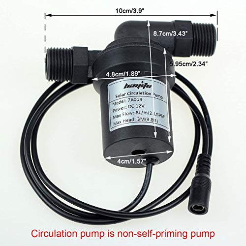 bayite BYT-7A014 DC 12V Solar Hot Water Heater Circulation Pump Low Noise 3M Discharge Head 2.1GPM - Image 2