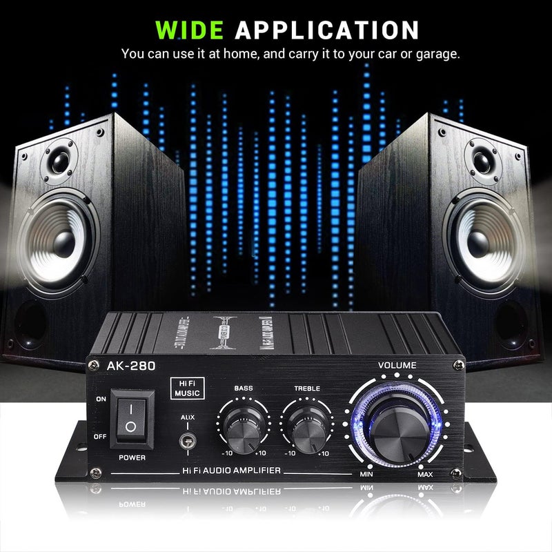 Facmogu مضخم الصوت Facmogu AK280 200W+200W Mini 2.0 CH مع مزود الطاقة - Image 5