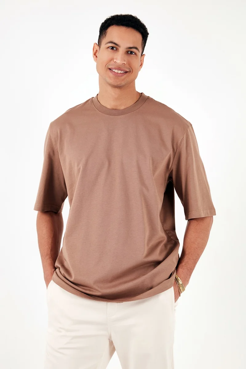 بوراتي Cotton Oversize Crew Neck Basic T Shirt Men's T Shirt 5902365