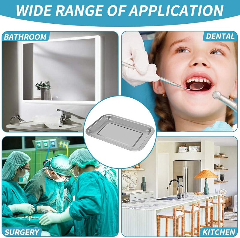 Newflager 5-Pack Surgical Tray, Stainless Steel Medical Tray Dental Procedure Lab Instruments, Tattoo Tool Bathroom Organizer (10.43'' x 7.67'') - Image 5