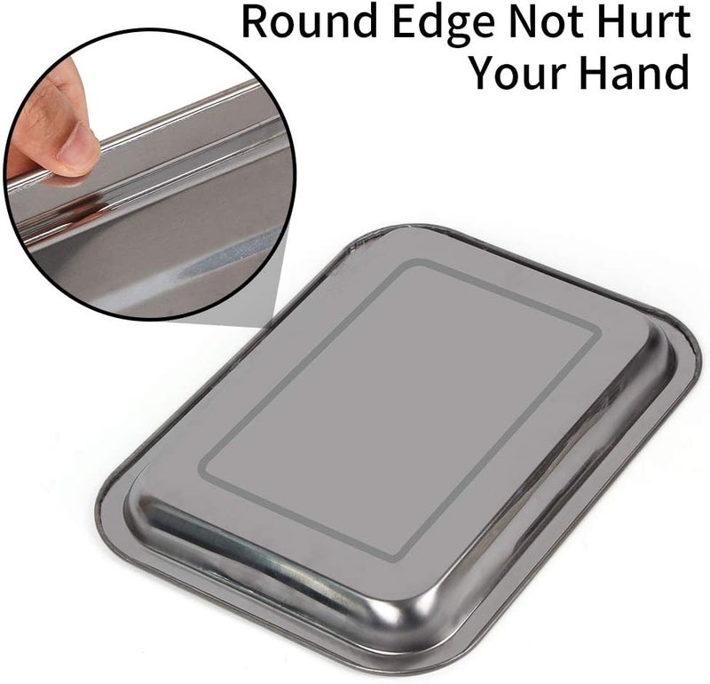 Newflager 5-Pack Surgical Tray, Stainless Steel Medical Tray Dental Procedure Lab Instruments, Tattoo Tool Bathroom Organizer (10.43'' x 7.67'') - Image 2