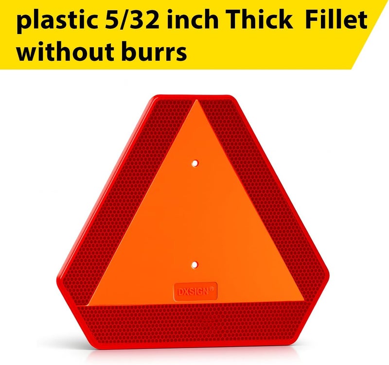 DXSIGN Slow Moving Vehicle Sign, Plastic DOT Slow Moving Vehicle Triangle Signs, SMV Sign 14"x16"x0.16"/5mm Thick Diamond Grade Reflective Up to 7 Years Outdoor for Golf Cart Accessories, Tractor, Utv, - Image 5