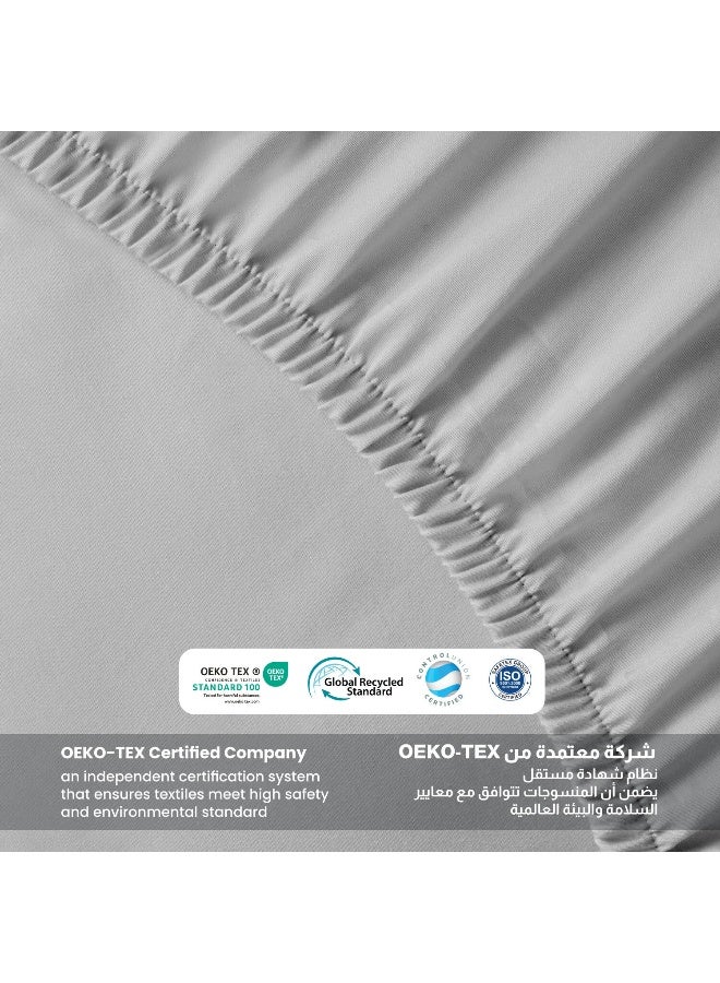 Rest مجموعة ملاءات سرير مريحة رمادية 3 قطع 200x200+30 سم تشمل 1 ملاءة سرير عميقة و 2 غطاء وسادة، قابلة للتنفس وقابلة للغسل في الغسالة - Image 4