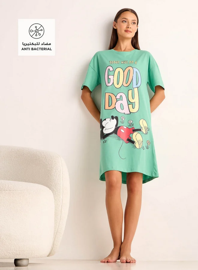 سبلاش فيڤ قميص نوم بطبعة ميكي ماوس بياقة مستديرة