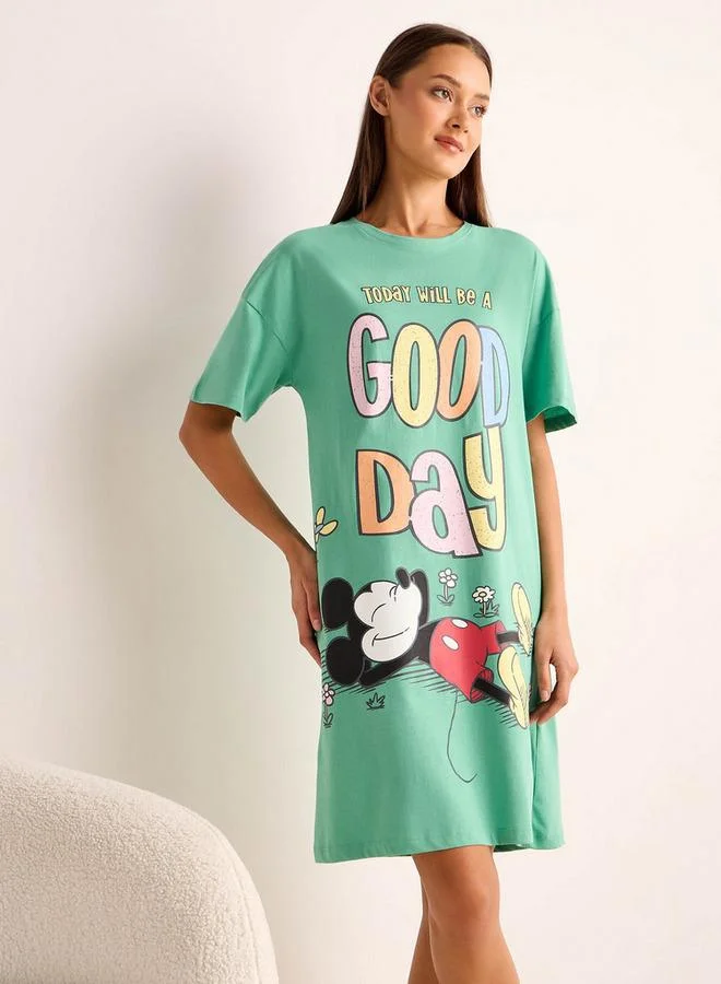 سبلاش فيڤ قميص نوم بطبعة ميكي ماوس بياقة مستديرة