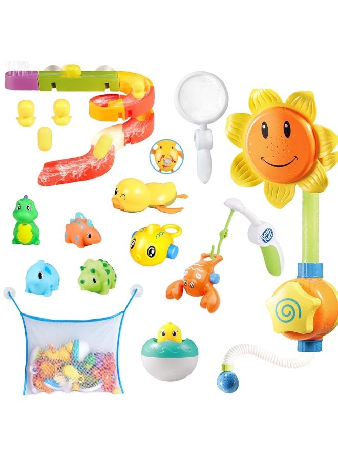 Dolive Bath Toys, Bathtub Toy with Shower Head, Slide Track for Toddles and Babies, Mold Free Floating Toy, Fishing Game, No Hole Dinosaur Fun Bath Time Gift Toys Girls Boys Ages1-3 - Image 4