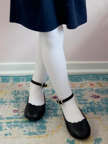 COTTON DAY Kids Girls School Dress Cotton Tights 8-10 Years 2 Pack (White, Size 10) - Image 4