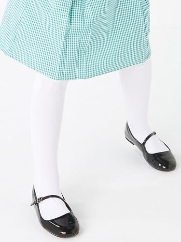 COTTON DAY Kids Girls School Dress Cotton Tights 8-10 Years 2 Pack (White, Size 10) - Image 5