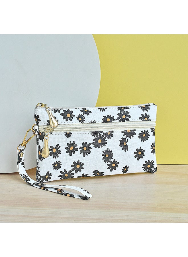 Simple Bag Women's Hand Bag Casual All-match Mobile Phone Bag Style Zipper Women's Small Square Bag Mobile Phone Bag Fashionable Soft-Color:White - Image 1
