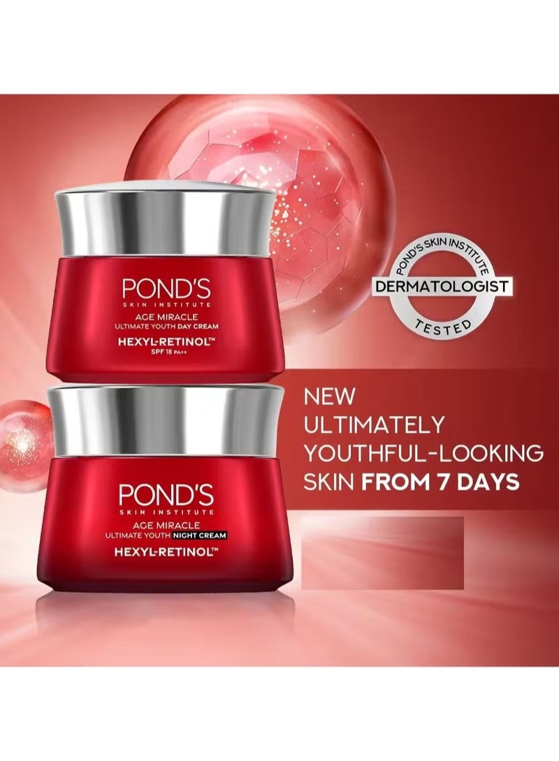Pond's Age Miracle Ultimate Youth Hexyl-Retinol Day SPF18, Night Cream Set 2x50g - Image 3