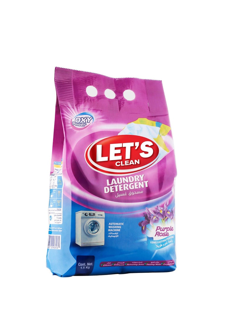 LET'S CLEAN Laundry Detergent Powder Purple Rose 1.5kg and Fabric Softener Lavender Luxury 1L - Image 2