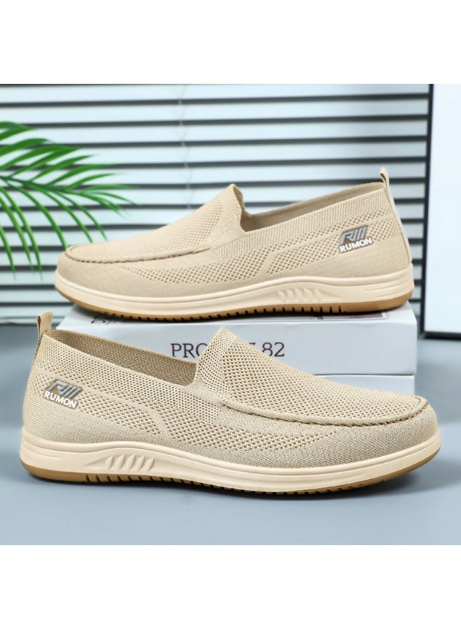 NIBEMINENT Spring  Men's Hollow Mesh Shoes, Fashionable Lazy Loafers, Comfortable Outdoor Walking Dad Flat Cloth Shoes - Image 2