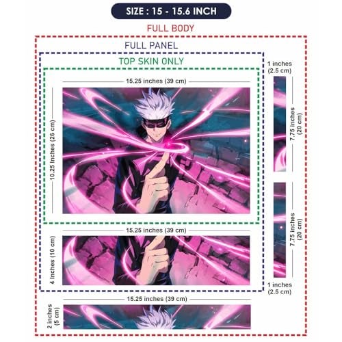 Finearts Full Body Laptop Skin Upto 15.6 inch Sticker Compatible for Dell/HP/Lenovo/Acer/Sony All Laptop Size Upto 14 to 15.6 Inch - Anime Satoru Gojo Jujutsu Kaisen - Image 5