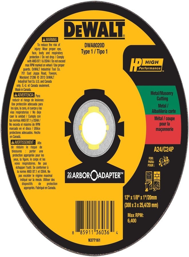 DEWALT DWA8020D 12x1/8x1 IN / 20mm MTL/CONC HS WHL