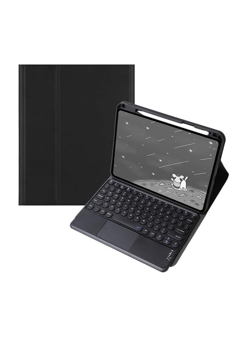 Keyboard Case for iPad 11th Generation (A16) 11-inch (2025), Removable Wireless Bluetooth Round Keys Touchpad Trackpad Keyboard, Leather Case with Pen Holder