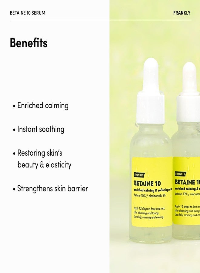 FRANKLY Betaine 10 Serum - Calm, Soften and Restore skin’s beauty and elasticity | 10% Betaine & 1% Niacinamide Fusion | Vegan & EWG Green | 1.01 fl.oz - Image 2