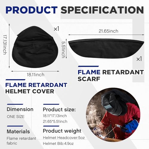 Jecery 2 Pcs Welding Helmet Cover and Helmet Bib Set Welding Accessories with Press Fit Seal for Neck Protection Fits Most Classic Black - Image 3