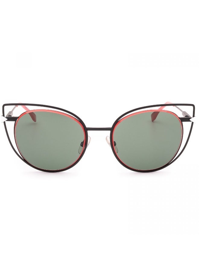FENDI FF0176/S 003DN 53 Women's Cateye Sunglass - Black & Green - Image 3