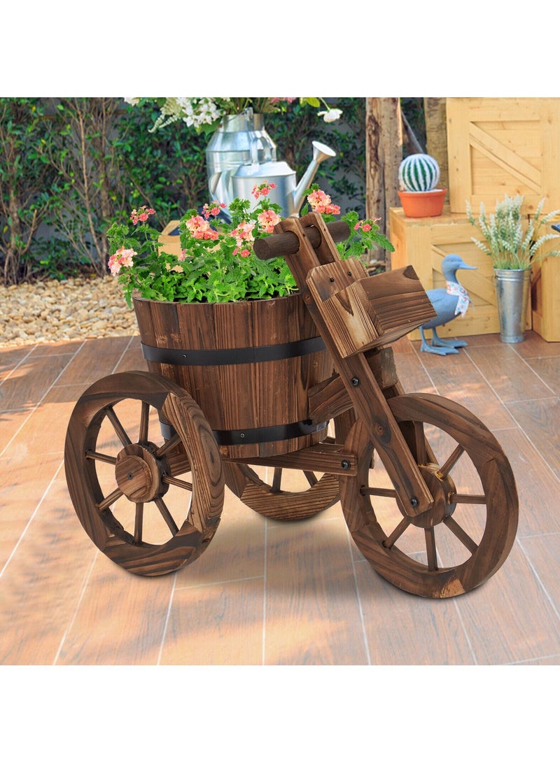 Tricycle Shaped Wooden Flower Pot Vase Wooden Flower Planter Pot Holder Garden Decorative Item Wooden Display Stand
