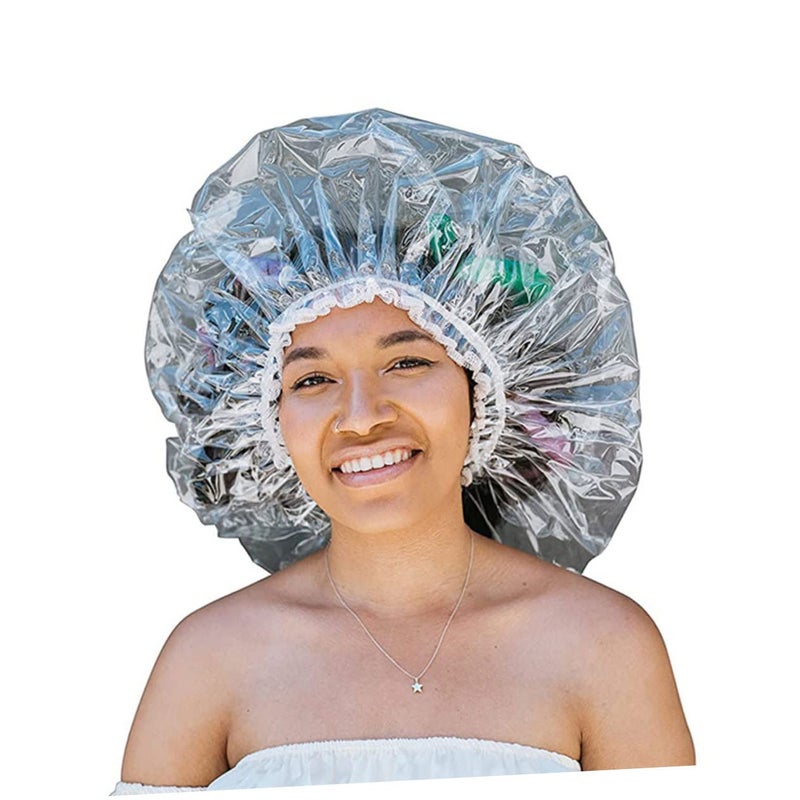 2Pcs Reusable Shower Caps For Women And Men Elastic Strap Bathing Cap For Spa Travel - Image 3