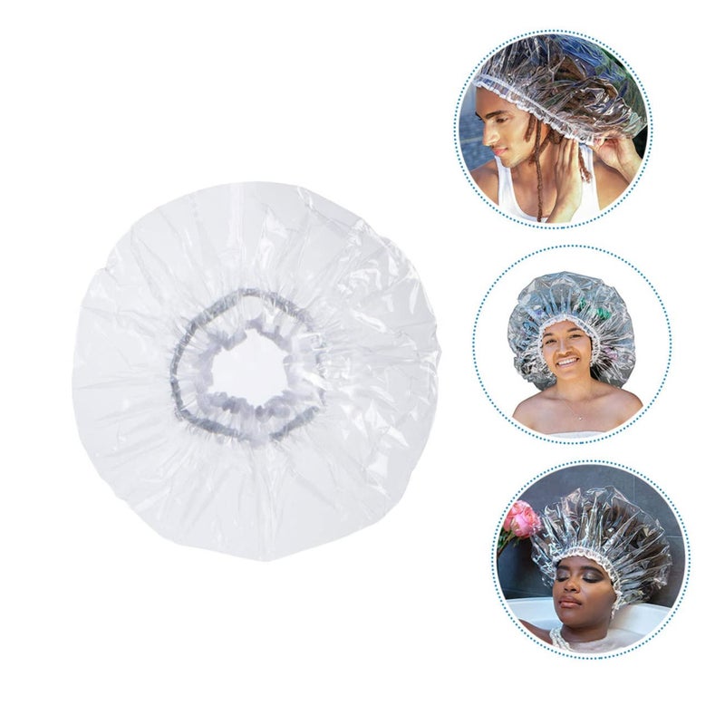 2Pcs Reusable Shower Caps For Women And Men Elastic Strap Bathing Cap For Spa Travel - Image 5