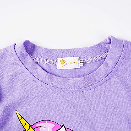 CM-Kid Little Girls Summer Pajamas Unicorn Short Sleeve 100% Cotton Sleepwear 2 Pieces Toddler Pjs Children Clothes Kids Jammies Sets Size 6 - Image 5