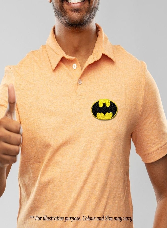 Abeo Handmade Batman Logo Brooch for Women and Men | Embroidered Beaded Lapel Pin for Valentine’s Day Jackets Shirts Bag and Cloths Accessories | Stylish Fashionable Badge Pins, 5-6 cm (Black, Yellow) - Image 4
