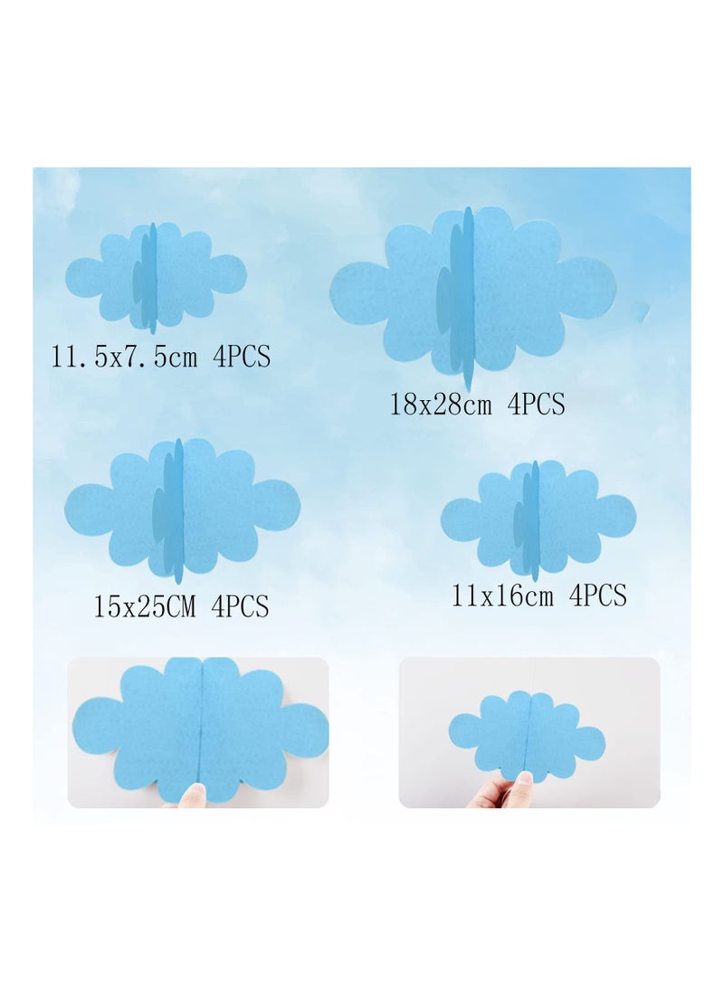 SYOSI - 3D Cloud Decorations, 16 PCS Hanging Clouds for Ceiling, Artificial Clouds, Props Fake Cloud Ornaments, Wall Decor, Clouds Imitation Decorations, Baby Shower Ceiling Party Nursery Children Room - Image 1
