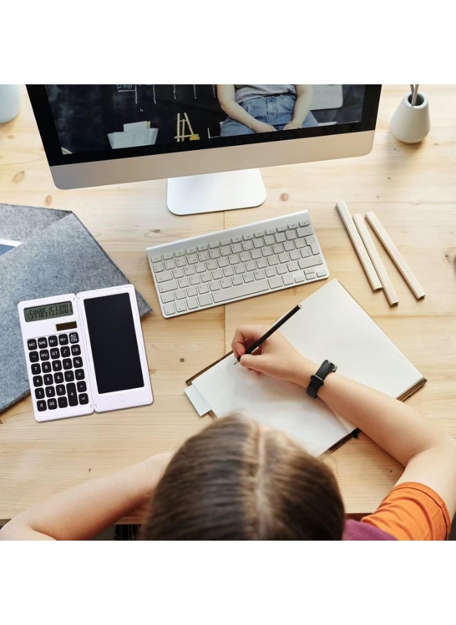 Plan A Scientific Calculator 2 in 1 LCD Display 12 Digits Erasable Digital Writing Pad, Foldable with Lock and Erase Button, Replaceable Battery and Solar Power, Perfect for Students and Daily Use  - Image 2