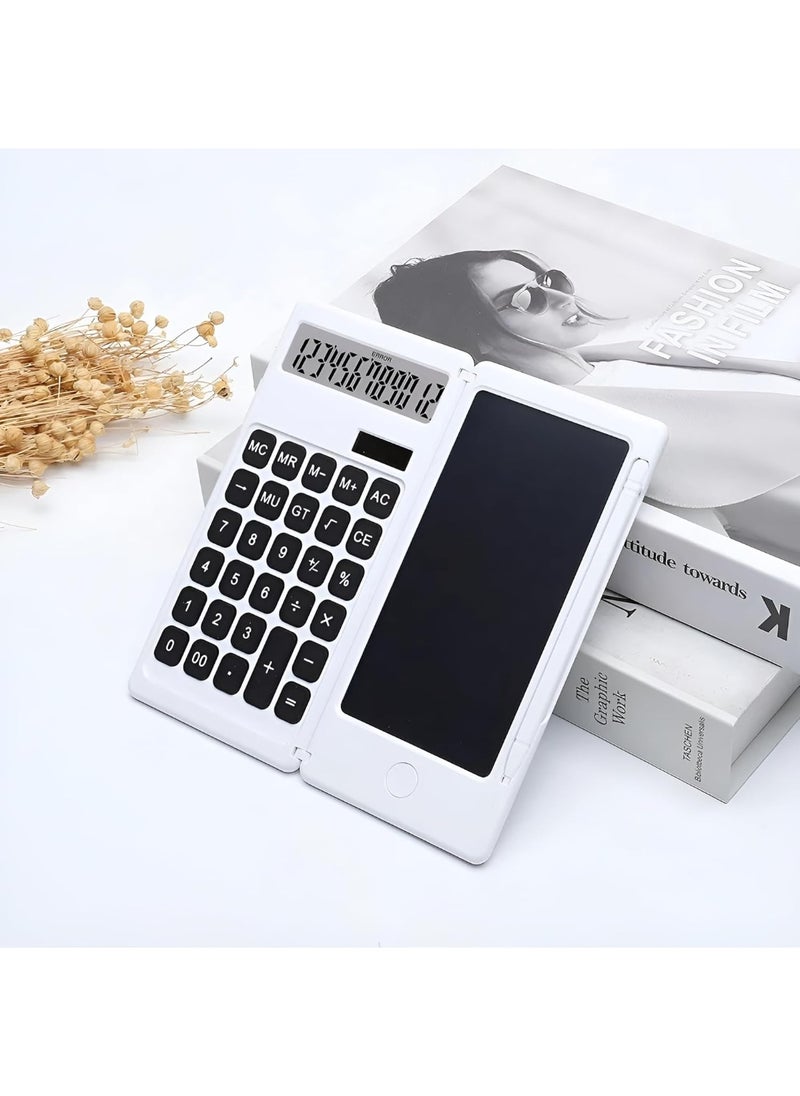 Plan A Scientific Calculator 2 in 1 LCD Display 12 Digits Erasable Digital Writing Pad, Foldable with Lock and Erase Button, Replaceable Battery and Solar Power, Perfect for Students and Daily Use  - Image 5
