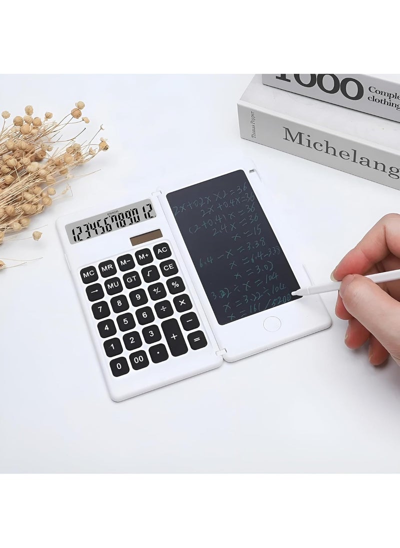 Plan A Scientific Calculator 2 in 1 LCD Display 12 Digits Erasable Digital Writing Pad, Foldable with Lock and Erase Button, Replaceable Battery and Solar Power, Perfect for Students and Daily Use  - Image 4