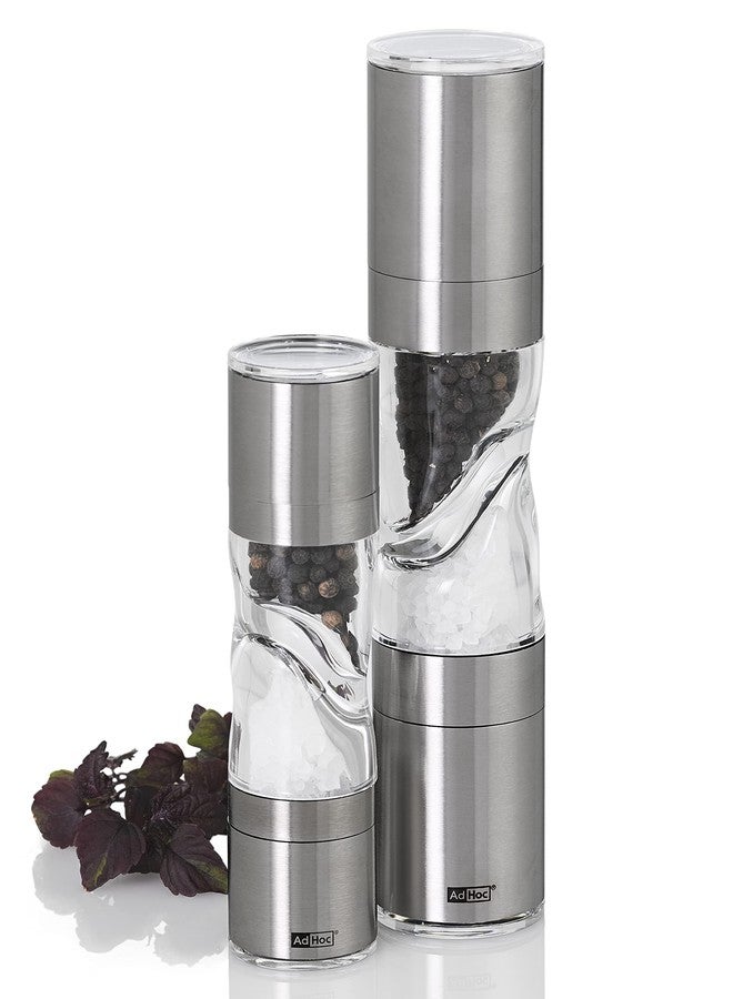 AdHoc Mini Duo Salt and Pepper Mill - Salt & Pepper Grinders with Ultra-Sharp Grinding Mechanisms - Refillable Mills & Spice Shakers with Adjustable Grinding - Stainless Steel/Acrylic - Image 5