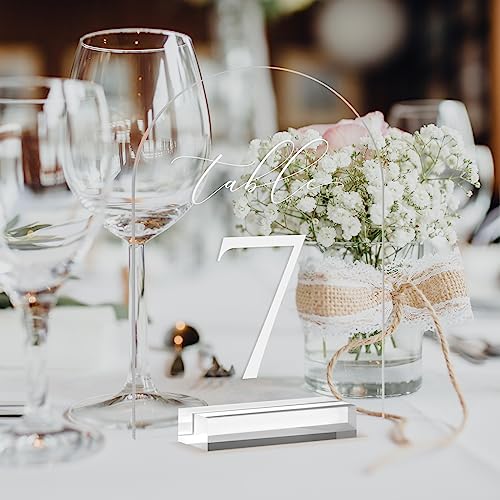 JINMURY Clear Arch Table Numbers for Wedding, 5x7 Inch Arched Acrylic Table Numbers 1-10 with Stands, Clear Acrylic Arch Sign with Holder for Centerpiece, Reception, Wedding, Party, Event - Image 5