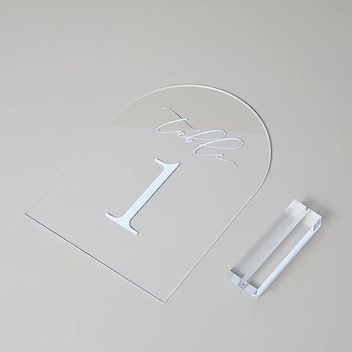 JINMURY Clear Arch Table Numbers for Wedding, 5x7 Inch Arched Acrylic Table Numbers 1-10 with Stands, Clear Acrylic Arch Sign with Holder for Centerpiece, Reception, Wedding, Party, Event - Image 4