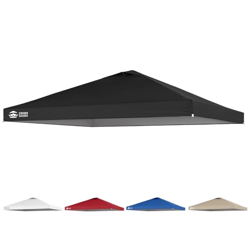 CROWN SHADES 12x12 Canopy Replacement Top Only Compatible with Crown Shades RM144 Series Silver Coated with Air Vent Black Top Only - Image 1