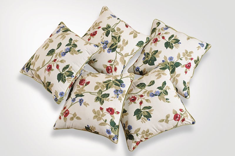 Swayam Printed 5 Piece Cotton Cushion Cover Set - 12"x12", Beige - Image 1